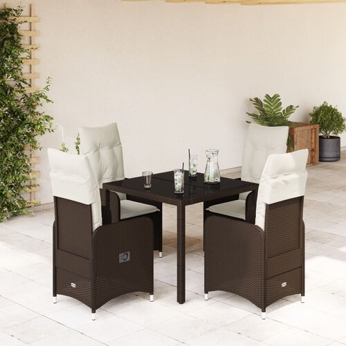 VidaXL 5-dijelni vrtni bistro set od poliratana s jastucima smeđi Slike