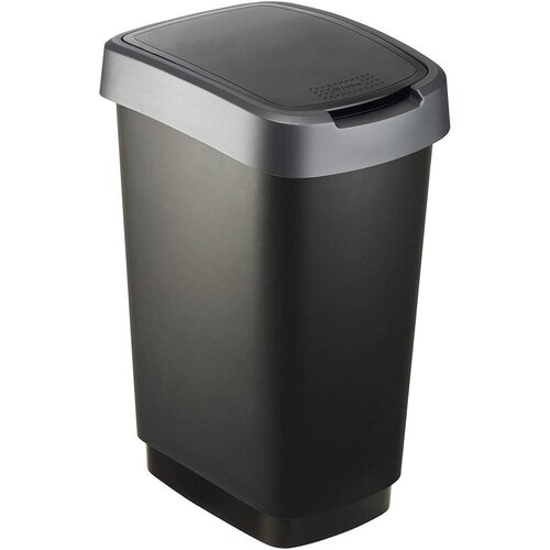 Rotho kanta za otpatke od reciklirane plastike u srebrno-crnoj boji 25 l twist - rotho Slike