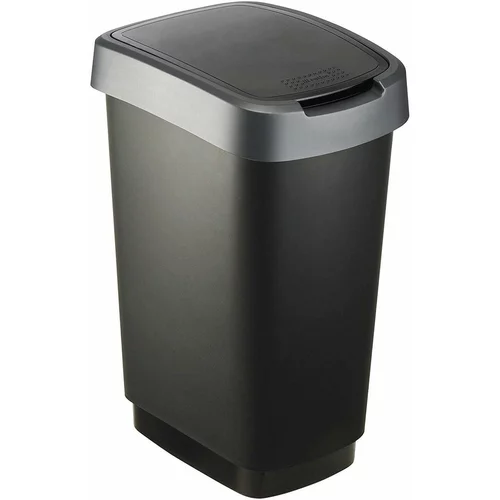 Rotho Koš za odpadke iz reciklirane plastike v srebrno-črni barvi 25 l Twist - Rotho