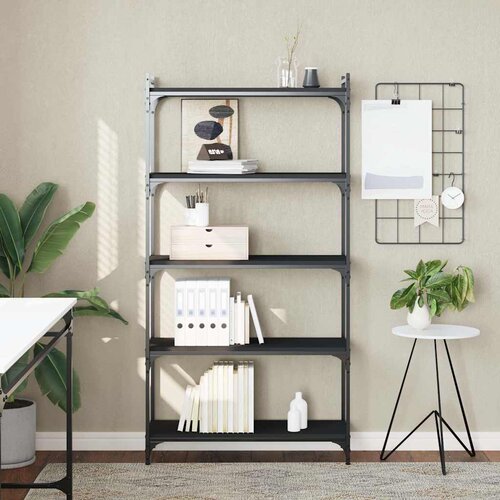  Regal za knjige s 5 razina crni 80x30x154 cm konstruirano drvo Cene