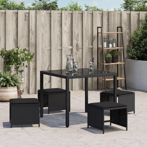  Vrtni stolci s jastucima 4 kom crni 40x40x35 cm od poliratana Slike