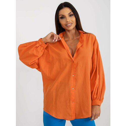 Fashion Hunters Orange oversized shirt with puffed sleeves Slike