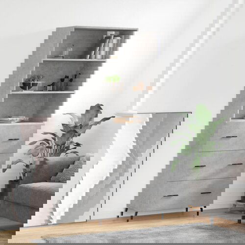 vidaXL Visoka komoda betonsko siva 69,5x34x180 cm inženirski les Cene