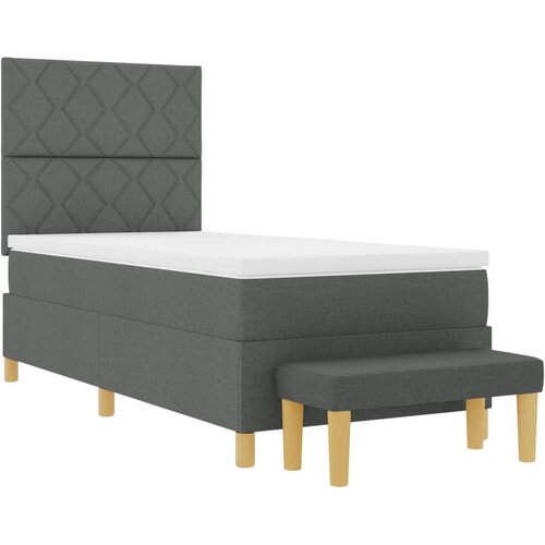 VidaXL Krevet na podlozi s madracem i klupom Tamno siva 90x190 cm Tkanina Slike