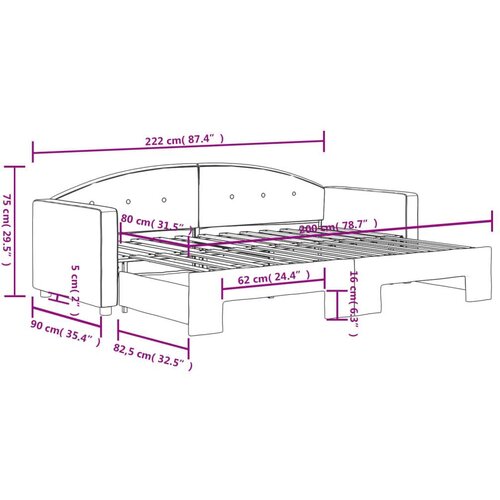  Dnevni krevet na razvlačenje bez madraca tamnosivi 80x200 cm Slike
