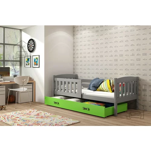 BMS Group Otroška postelja Kubus - 90x200 cm - grafit/zelena