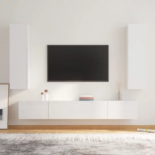  4-dijelni set TV ormarića sjajni bijeli drveni