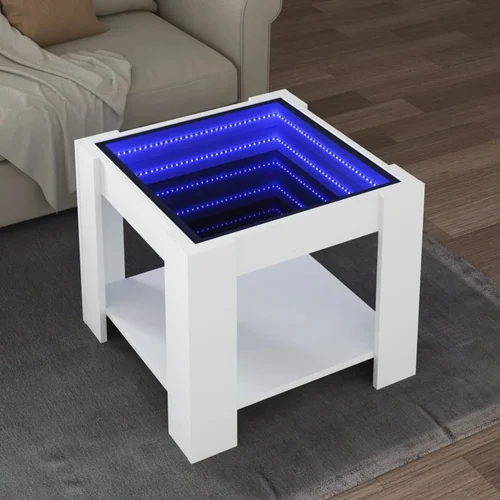 vidaXL Stolić za kavu LED bijeli 53x53x45 cm od konstruiranog drva