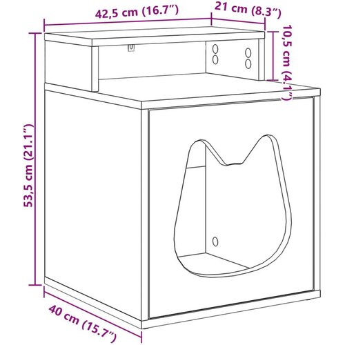 vidaXL Mačja Kuća Umjetnička hrastovina 42.5 x 40 x 52.5 cm Cijene