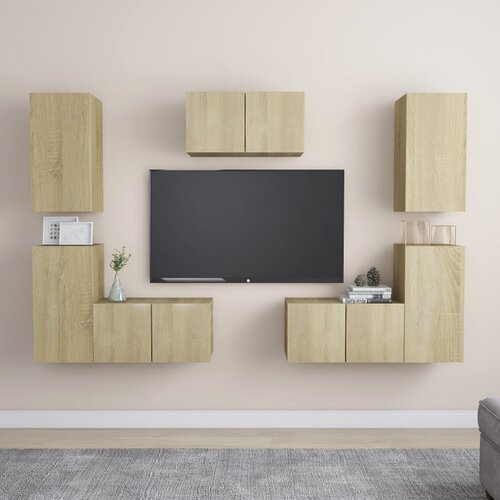 The Living Store Komplet TV omaric 7-delni sonoma hrast iverna plošča - TV Omarica, (21374050) Cene