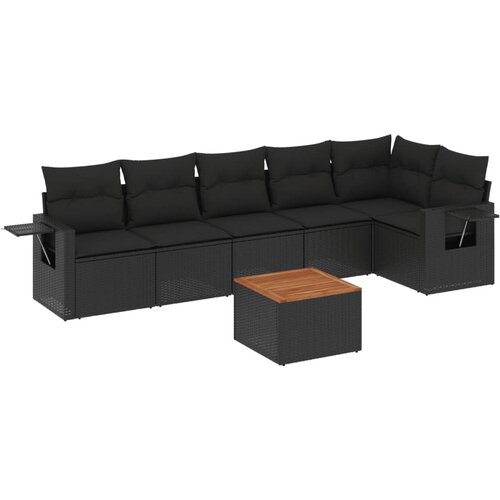 Maison Chic Seti vrtnega pohištva - Vrtna garnitura - Vrtni pohištvo set 7-delna z blazinami črn poli ratan, (21802602) Cene