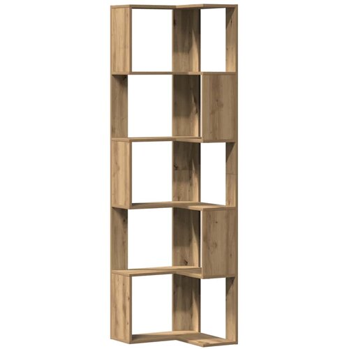  Kutni regal z knjige 5 razine artisian hrast 50x50x179cm drveni Slike