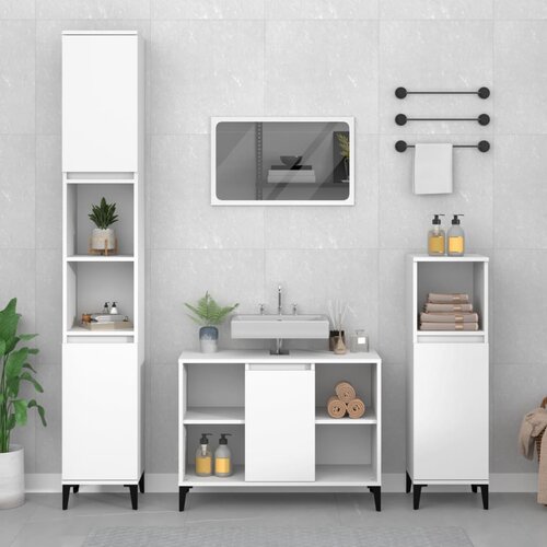 Ormarić za umivaonik bijeli 80 x 33 x 60 cm konstruirano drvo Cene