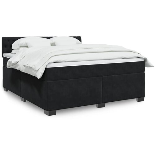 vidaXL Box spring postelja z vzmetnico črna 180x200 cm žamet Cene