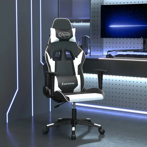 vidaXL Masažna igraća stolica od umjetne kože crno-bijela