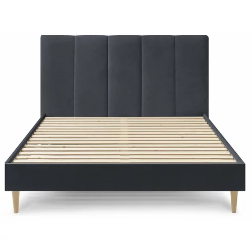 Bobochic Paris Bračni krevet od tamno sive boje od baršuna Vivara Light, 180 x 200 cm