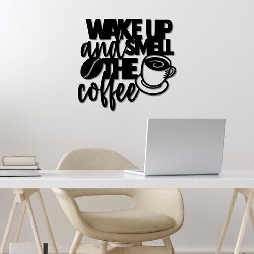 Wallity Zidna dekoracija Wake up Coffee, 52 x 48 cm, Crna Cijene