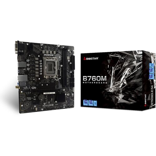 Mb BIOSTAR B760MX-E D4, mATX, Soc 1700, DDR4, M.2, GbE LAN, HDMI, VGA, DVI Cijene