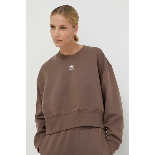Adidas Pulover Adicolor Essentials Crew Sweatshirt ženski, rjava barva, IR5971