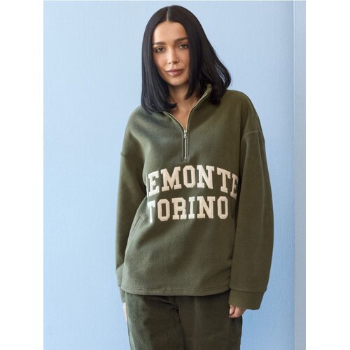 Sinsay Flis dukserica half-zip s natpisom Cijene
