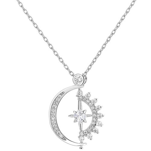 INF Ogrlica z obeskom Sonce in Luna Silver, (21237794) Cene
