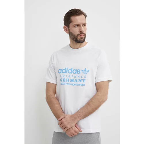 Adidas Bombažna kratka majica moška, bež barva, IR9634