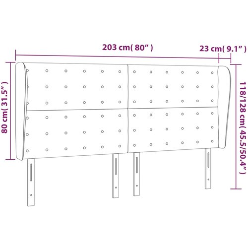 Uzglavlje s u&amp;scaron;ima crno 203x23x118/128 cm od tkanine Slike