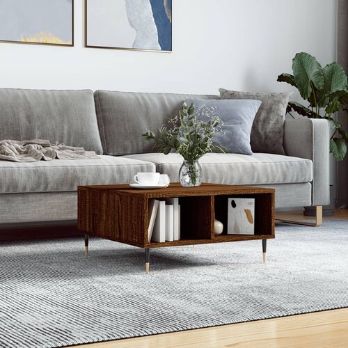 Stolić za kavu smeđa boja hrasta 60x60x30 cm konstruirano drvo Cijene
