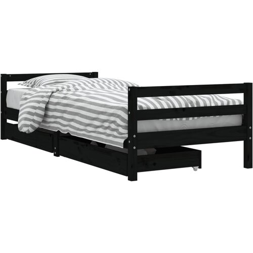  Okvir za dječji krevet s ladicama crni 90 x 200 cm od borovine Slike