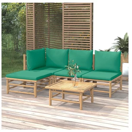  Vrtna sedežna garnitura 5-delna z zelenimi blazinami bambus