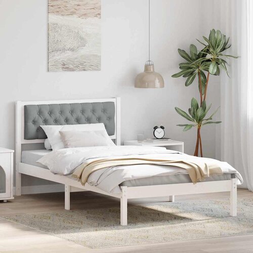 Krevetna konstrukcija s uzglavljem Svijetlo siva 100 x 200 cm Bijela Slike