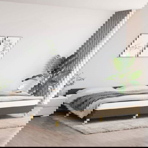 VidaXL okvir za krevet s uzglavljem tamnosmeđi 200x200 cm od tkanine Slike