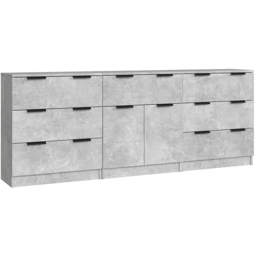 Maison Chic 3-delna Komoda - Predalnik betonsko siva konstruiran les, (21722036) Slike