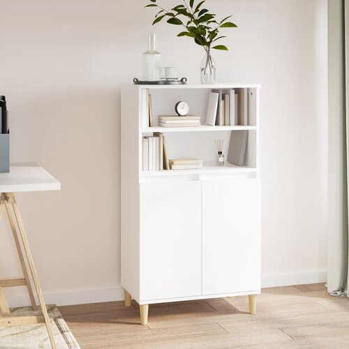 VidaXL Visoka omara Bela 60x36x110 cm inženirski les Slike