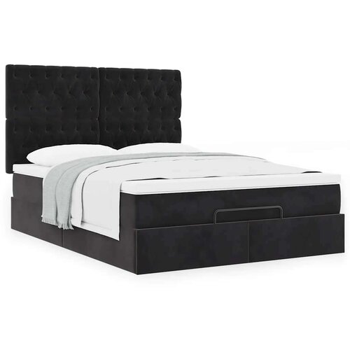  Otomanski krevet s madracima crni 140x190cm bar&amp;scaron;unasti Slike
