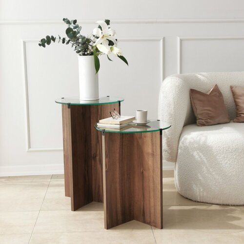 Hanah home Stol (2 komada), Lily - Walnut Slike
