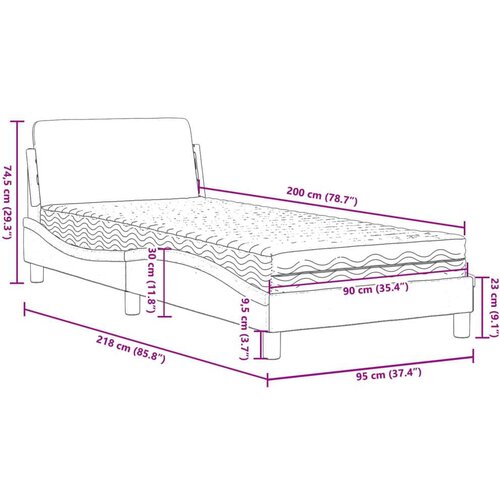 vidaXL Krevet s madracem crni 90 x 200 cm od umjetne kože Cene