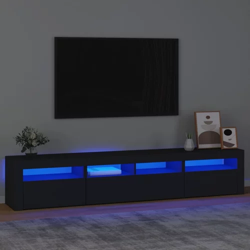 vidaXL TV omarica z LED lučkami črna 210x35x40 cm