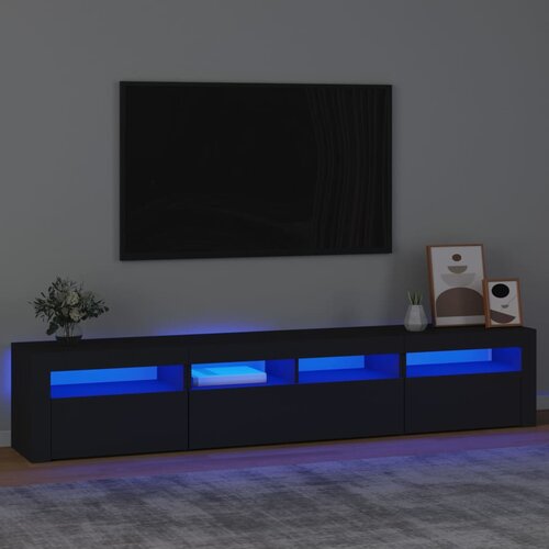 VidaXL TV ormarić s LED svjetlima crni 210x35x40 cm Slike