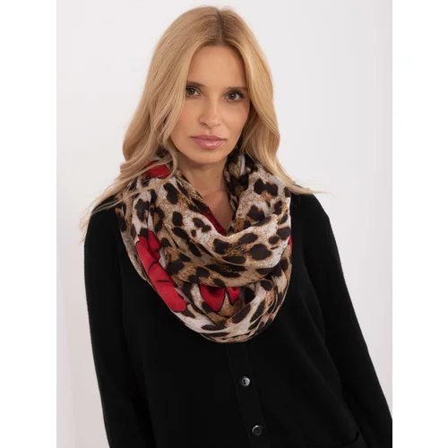 Fashion Hunters Beige women's scarf with animal print