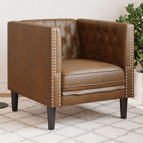  Fotelj chesterfield rjavo umetno semi&amp;scaron; usnje Slike