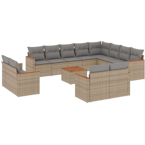 VidaXL 13-dijelni set vrtnih sofa s jastucima bež od poliratana Slike