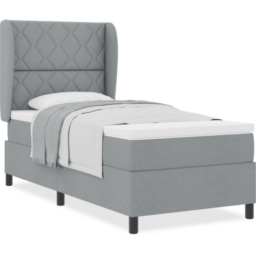 Box Spring Krevet s Madracem - Svjetlosiva 100x200 cm Tkanina Slike