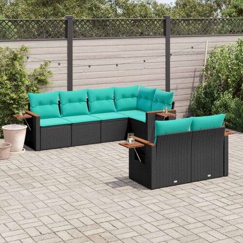 VidaXL 7-dijelni set vrtnih sofa od poliratana s jastucima crni Slike