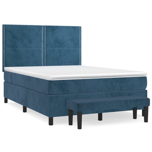 VidaXL Krevet s oprugama i madracem tamnoplavi 140x200 cm bar&amp;scaron;unasti Slike