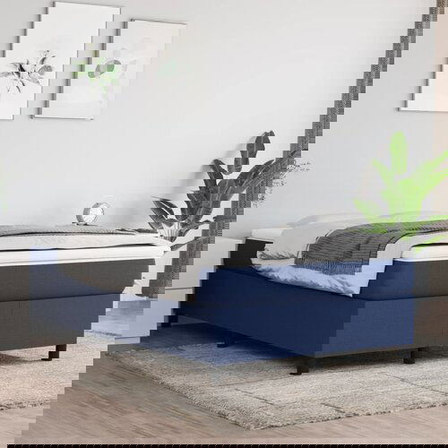 The Living Store Posteljni okvir moder 120x200 cm blago - Box Spring Posteljni Okvir, (21519018) Slike