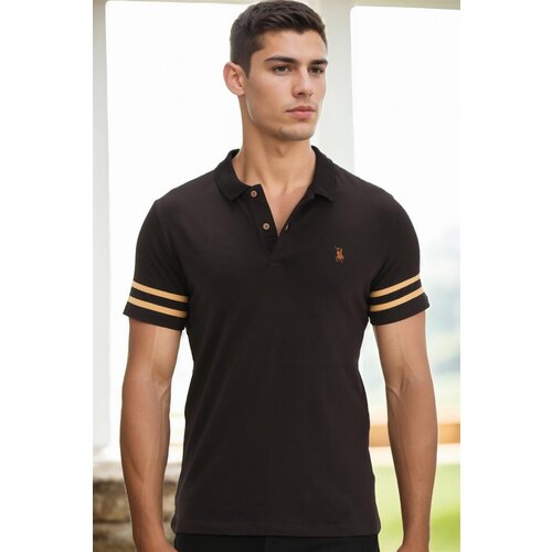 Dewberry T8585 MEN'S T-SHIRT-BLACK-CAMEL-2 Cene