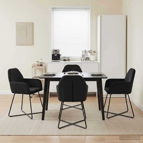 VidaXL Trpezarijske stolice 4 pcs Bar&amp;scaron;un Crna 55 x 50 x 84 cm Slike