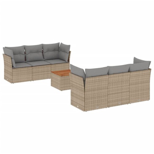  7-dijelni set vrtnih sofa s jastucima bež od poliratana Slike