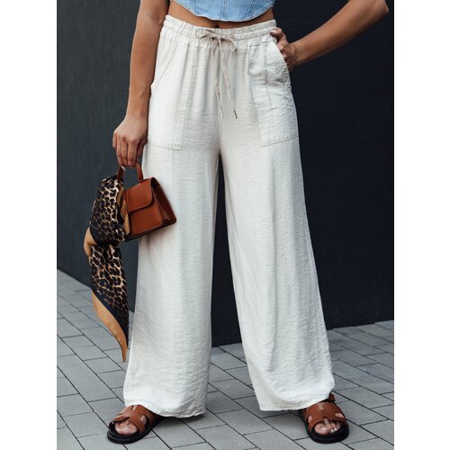 DStreet Spodnie damskie wide leg NAMAYAS jasnobeżowe Slike